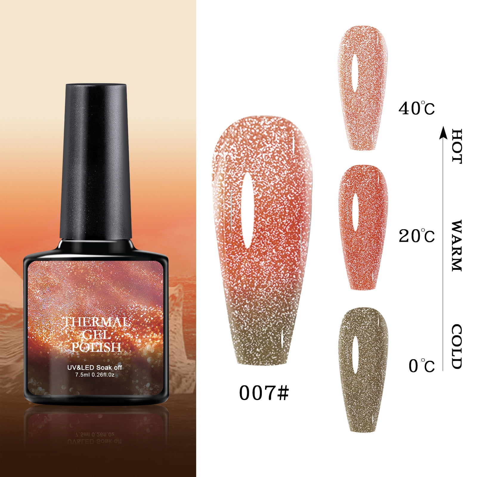 8 Color Temperature Change Broken Diamond Nail Polish Fairy Color