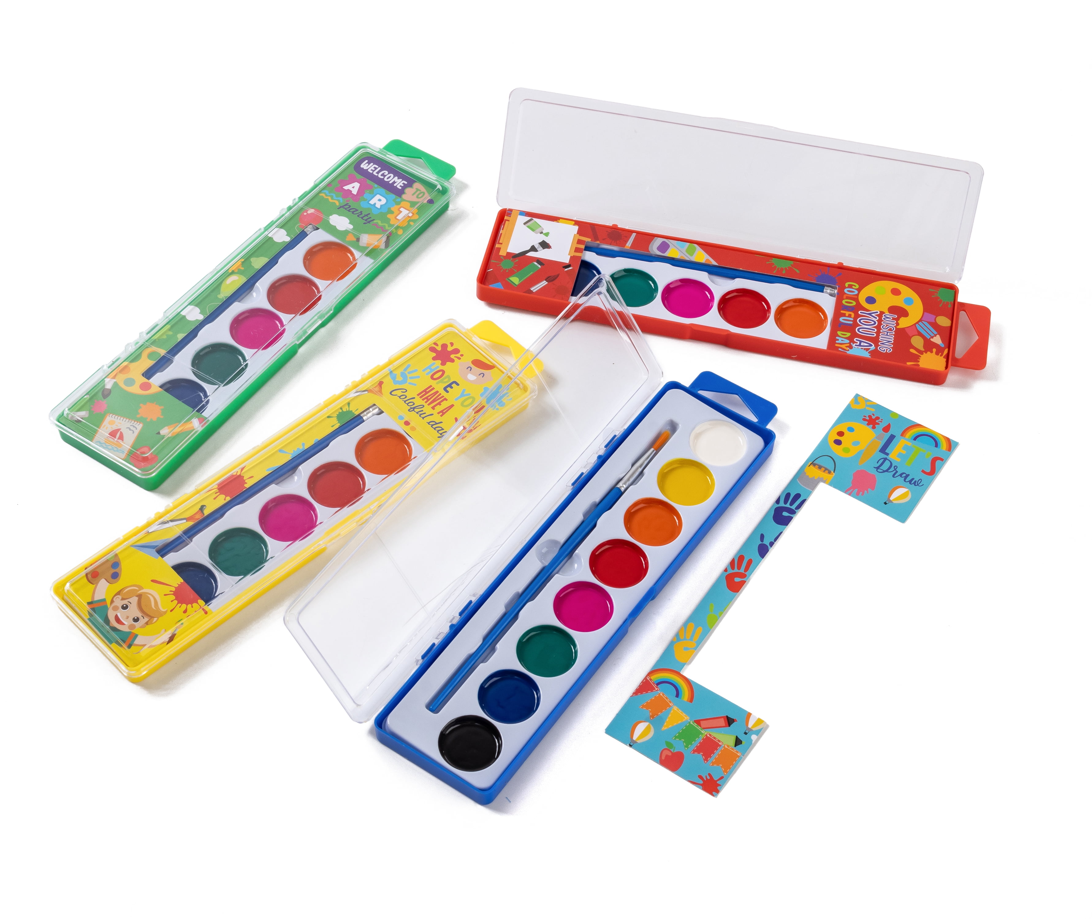 Way To Celebrate 8-Color Watercolor Paint Set Party Favors for Kids, 4 Count with Paintbrush