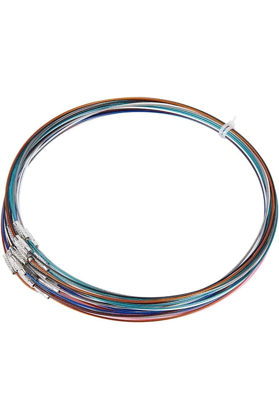 8 Colors 64pcs 17.5inch Stainless Steel Necklace Wire Cord Choker Chain with Brass Screw Clasp Wire Necklace Chains Wire Necklace Cord DIY Jewelry Making 14.5mm Diamater DIY