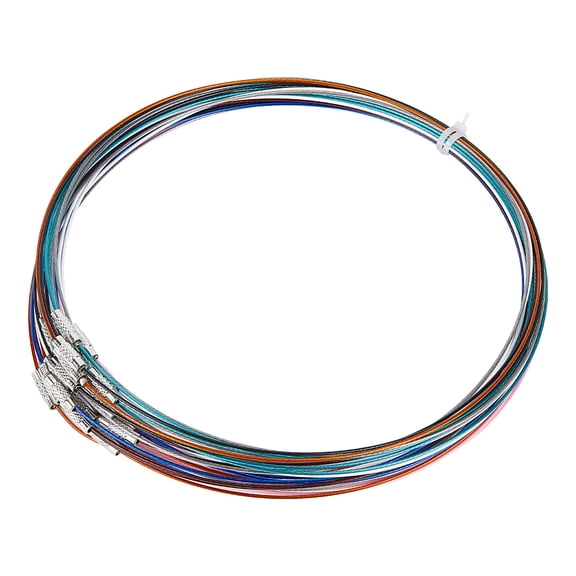 8 Colors 64pcs 17.5inch Stainless Steel Necklace Wire Cord Choker Chain with Brass Screw Clasp Wire Necklace Chains Wire Necklace Cord DIY Jewelry