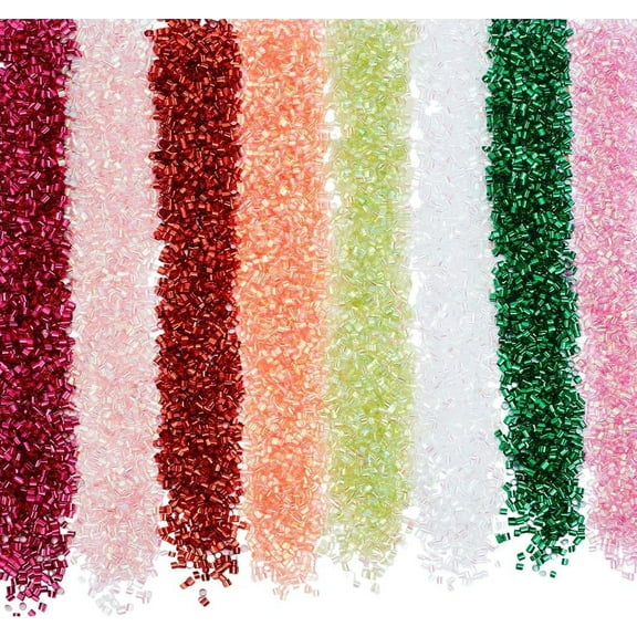 8 Colors About 8464Pcs Crispy Bingsu Beads 3D Glitter Plastic Beads 3mm Colorful Iridescent Soft Straw Tube Beads for DIY Assortment Crunchy Microbeads Supplieser