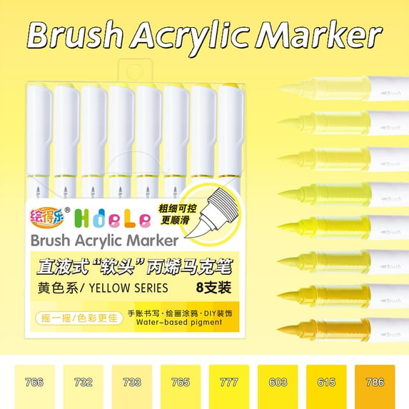 8 Colors Acrylic Paint Pens for Rock Painting, Brush Tip Acrylic Pen, Acrylic Markers, Waterproof Paint Marker, for Stone, Glass, Egg, Wood, DIY Crafts