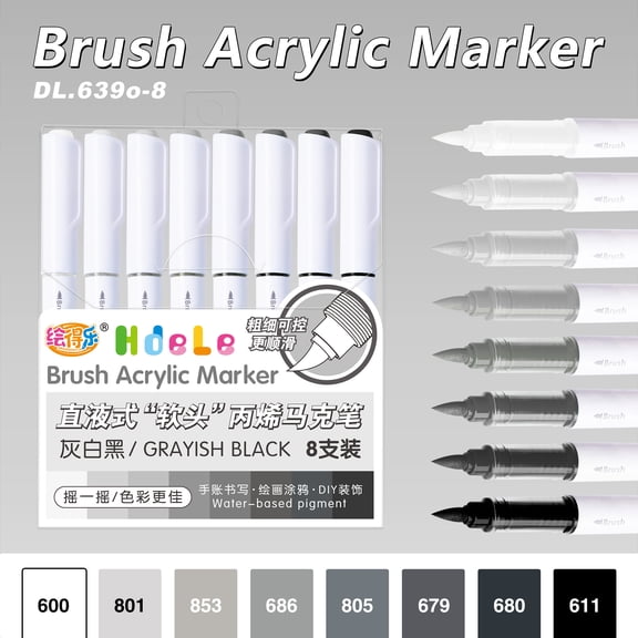 8 Colors Acrylic Paint Pens for Rock Painting, Brush Tip Acrylic Pen, Acrylic Markers, Waterproof Paint Marker, for Stone, Glass, Egg, Wood, DIY Crafts