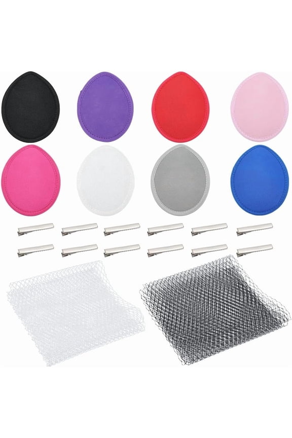 8 Colors Fascinator Cap Base Teardrop Cotton Hat Embryo 5.5x4 Inch Millinery Headdress Cocktail Hats Base Women Vintage Cap Supply with Iron Flat Alligator Hair Clip and Organza Veil Mixed Color