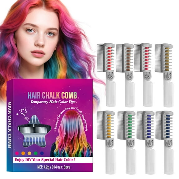 8 Colors Festive Hair Chalk Combs Chalk Hair Colors For Girls Temporary Wash Out Hair Colors Kids Christmas Girl Gifts Safe Materials