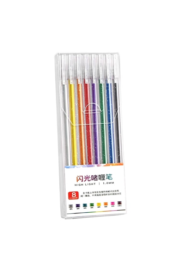 8 Colors Glitter Markers Pen,Glitter Gel Pen Set,Medium Tip Sparkly Glitter Paint Pens,Water-Based Ink Gel Pen,Smooth & Quick-Dry for Crafts,Coloring,Journaling, Doodling,Art Projects,8 Colors