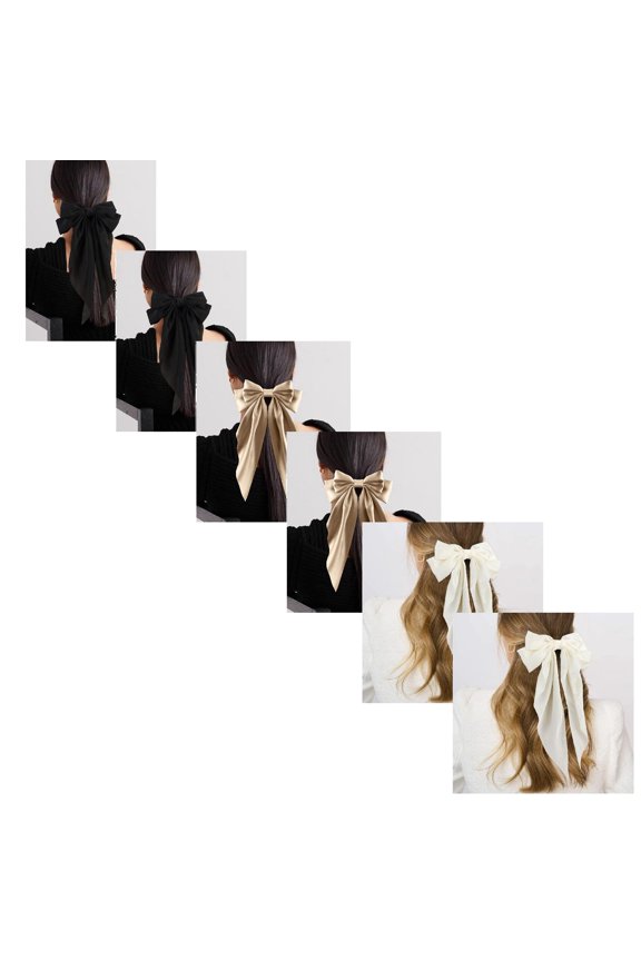 8 Colors Long Tail Big Bow Hair Ties Women Girl Hair Styling Accessories, Gift Hair Bows Spring Clip for Mom Teen Toddler Girl Stuff, 90s French Style Vintage Satin Headdress Decor