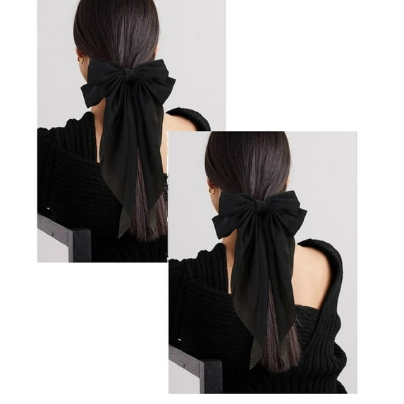 8 Colors Long Tail Big Bow Hair Ties Women Girl Hair Styling Accessories, Gift Hair Bows Spring Clip for Mom Teen Toddler Girl Stuff, 90s French Style Vintage Satin Headdress Decor