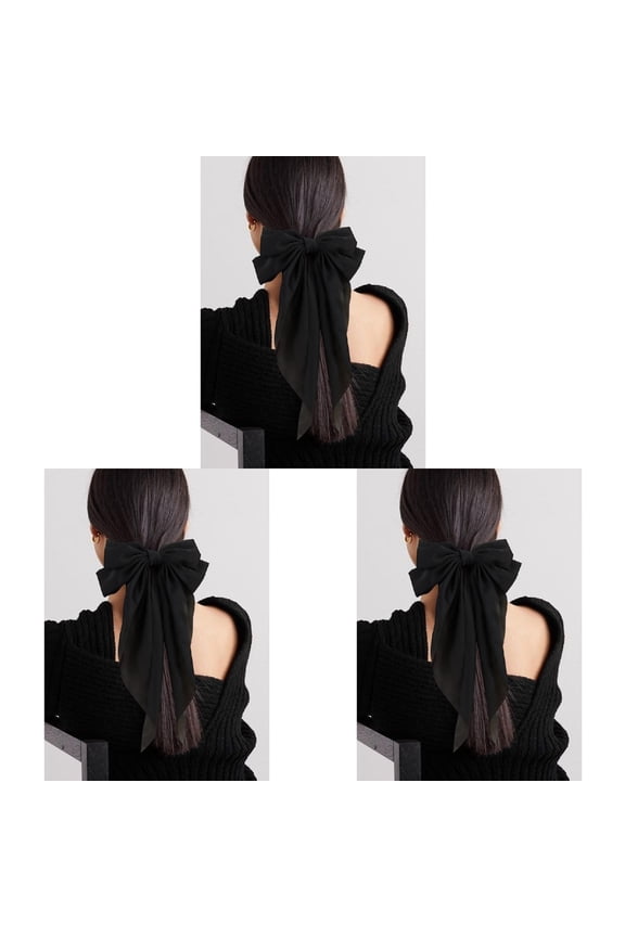 8 Colors Long Tail Big Bow Hair Ties Women Girl Hair Styling Accessories, Gift Hair Bows Spring Clip for Mom Teen Toddler Girl Stuff, 90s French Style Vintage Satin Headdress Decor