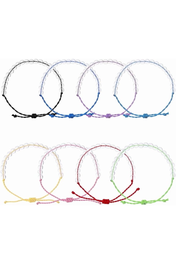 8 Colors Seed Beaded Ocean Bracelets Handmade Weaving Rope Clear Bracelets Glass Beads Recycled Plastic Cord Bracelets Charm Climate Fiendly Bracelets