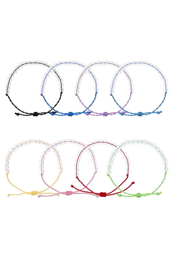 8 Colors Seed Beaded Ocean Bracelets Handmade Weaving Rope Clear Bracelets Glass Beads Recycled Plastic Cord Bracelets Charm Climate Fiendly
