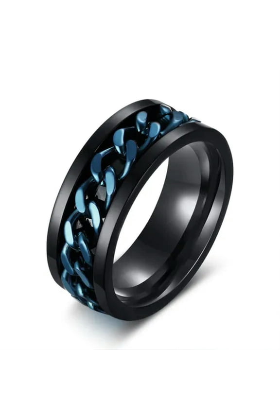 8 Colors Spinner Chain Rings Men's 316L Stainless Steel Anniversary Band Sz 7-12