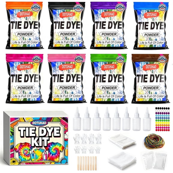 8 Colors Tie Dye Powder Kit, Tie Dye Set for Home, Creative Dyes for Clothes, Easy DIY Fabric Art (8 Colors)