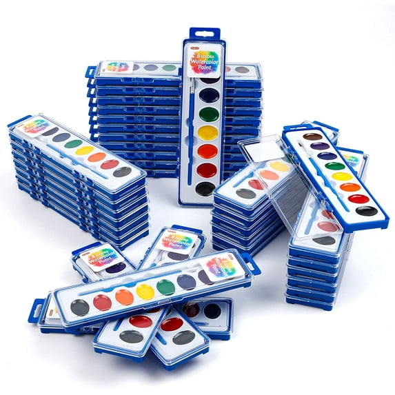 8 Colors Watercolor Paint Set Bulk, Pack of 40, Shuttle Art Watercolor Paint Set with Paint Brushes for Kids and Adults