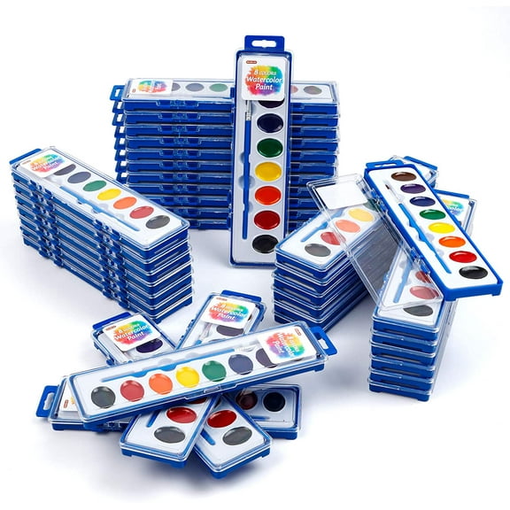 8 Colors Watercolor Paint Set Bulk, Pack of 40, Shuttle Art Watercolor Paint Set with Paint Brushes for Kids and Adults