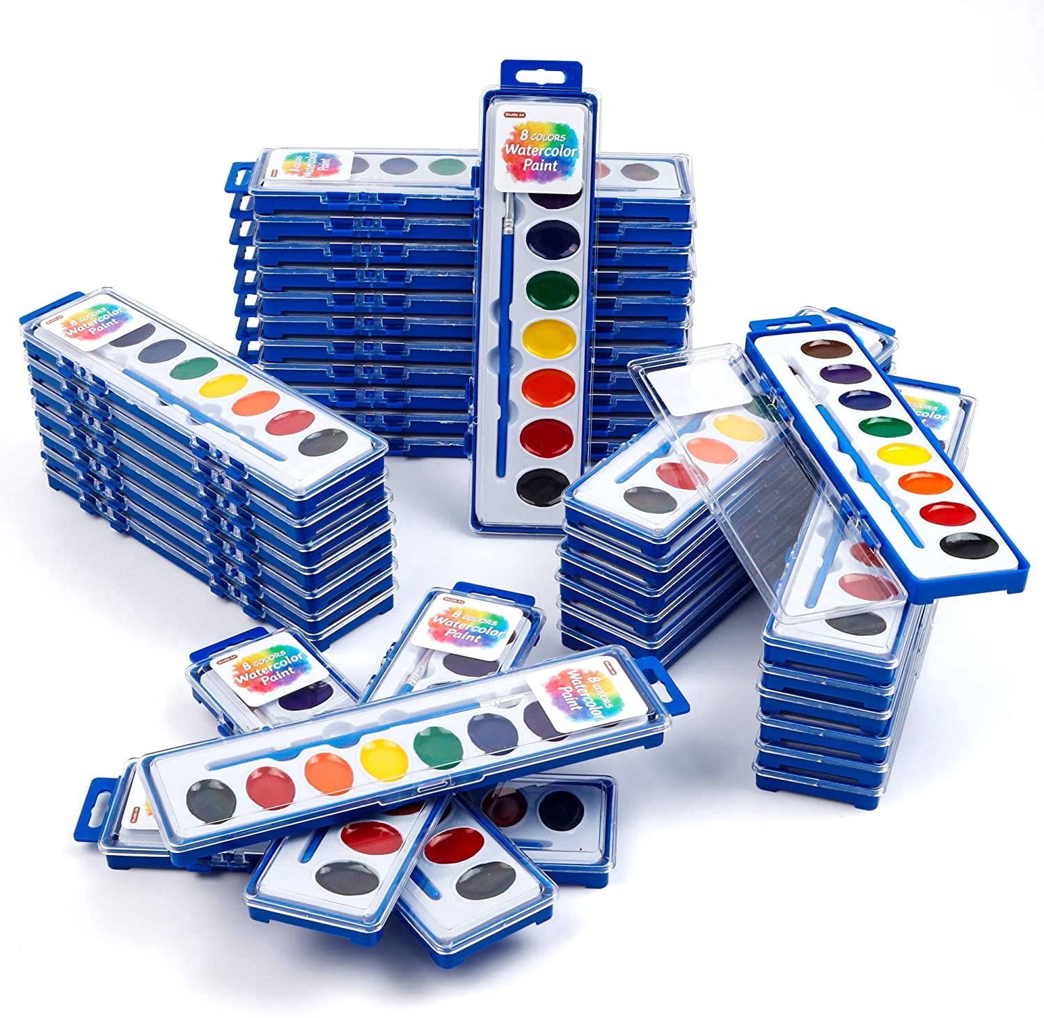 8 Colors Watercolor Paint Set Bulk, Pack of 40, Shuttle Art Watercolor Paint Set with Paint Brushes for Kids and Adults