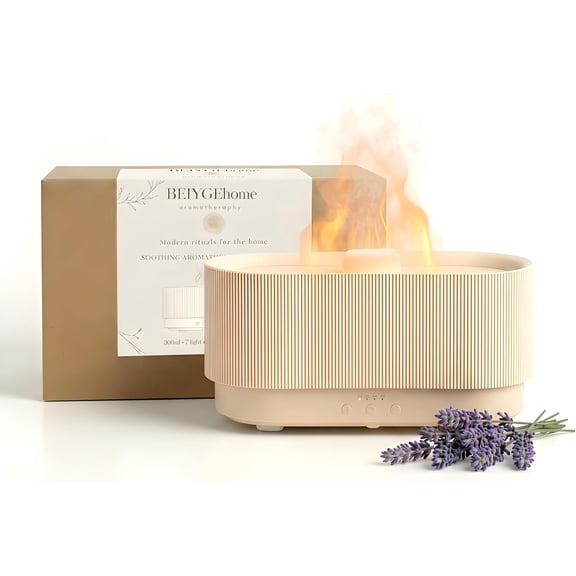 8 Colour Aromatherapy Diffuser, Essential Oil Diffusers for Home, Desk Humidifier, Flame Ultrasonic Aroma Diffuser Fire 300ml
