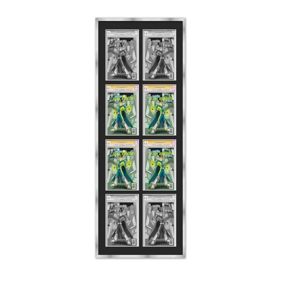 8 Comic Book Frame Silver Collage Comic Book Frame with Black Mat to Display 8 Graded Comic Books