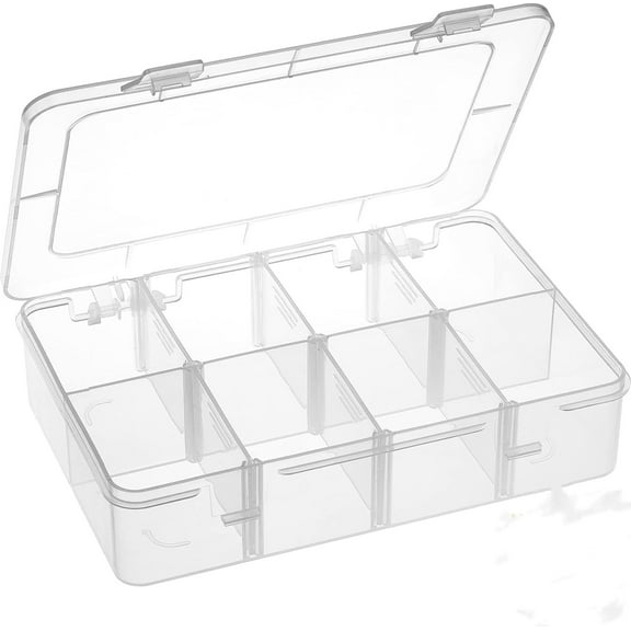 8-Compartment Crafts Storage Box, Bead Organizers and Storage,Clear Adjustable Jewelry Bead Organizer Box Storage Container Case (Clear)