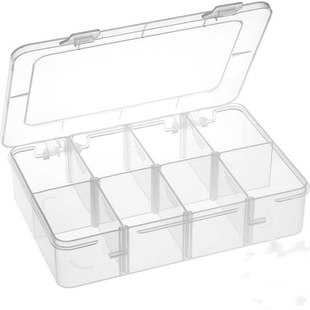 8-Compartment Crafts Storage Box, Bead Organizers and Storage,Clear Adjustable Jewelry Bead Organizer Box Storage Container Case (Clear)