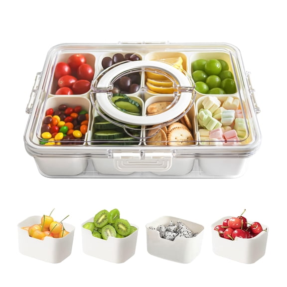 8-Compartment Divided Bento Box with Lid and Handle