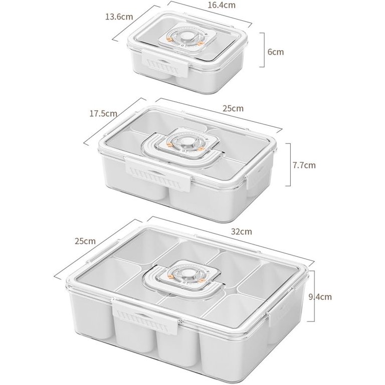 8 Compartment Divided Serving Tray with Lid and Handle, Snackle