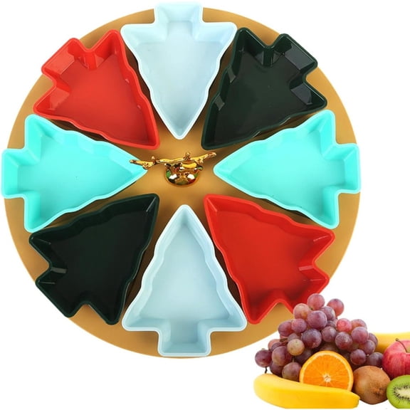 8Compartment Plastic Serving Tray, Divided Round Snack Platter, Sectional Fruit Candy Nut Tray for Party, Holiday Serving