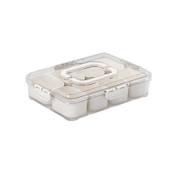 8-Compartment Plastic Spice Organizer with Sealed Lid - Food Grade Transparent Kitchen Storage Container for Herbs, Spices, Grains & Condiments (BPA-Free Multi-Section Preservation Box)