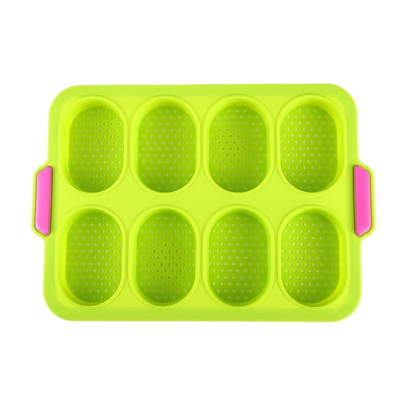 8 Compartment Silicone Bread Mold, Oval French Baking Tray, Non Stick Mini Cake Pan, Cyan Household Pastry Tool, Baguettes Making Accessory For Home Kitchen