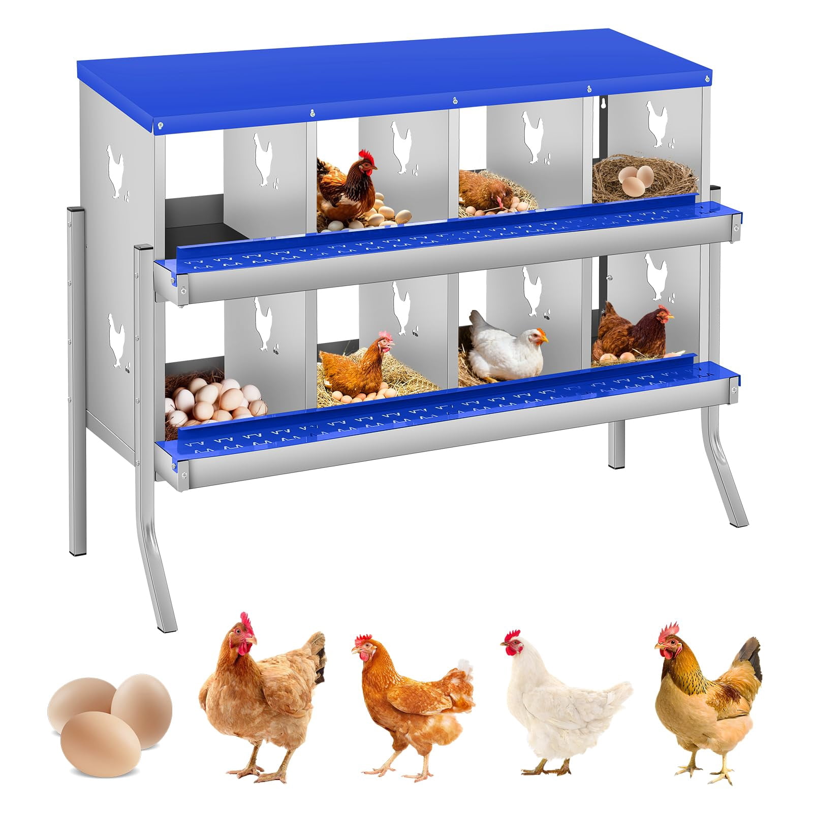 8 Compartments Chicken Nesting Boxes wirh legs for Laying Eggs, Poultry ...
