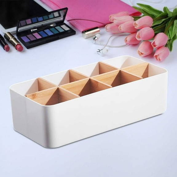 8 Compartments Dividers Desktop Storage Box, Large Portable Caddy, Multi Purpose Sturdy Box Pencils and Makeup Brushes Decorative Pen Stand, Bathroom Vanity Organizer Countertop