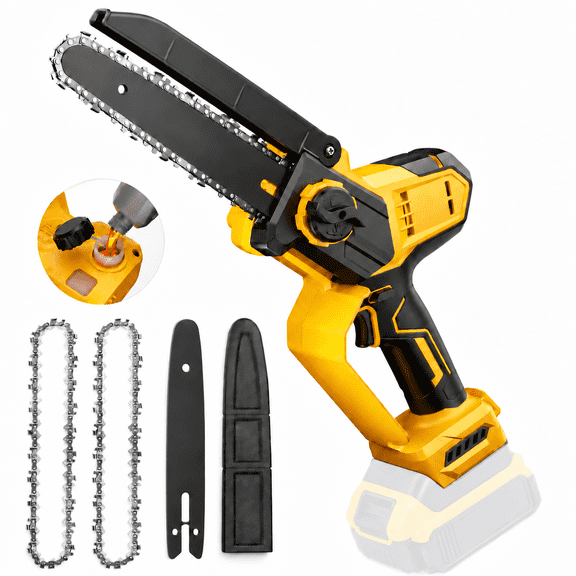 8" Cordless Mini Chainsaw, for DeWalt 20V Max Battery, Brushless Chainsaw for Tree Trimming Wood Cutting, Handheld Electric Power Chain Saw with Auto Oiler, Auto-Tension(Bare Tool Only)