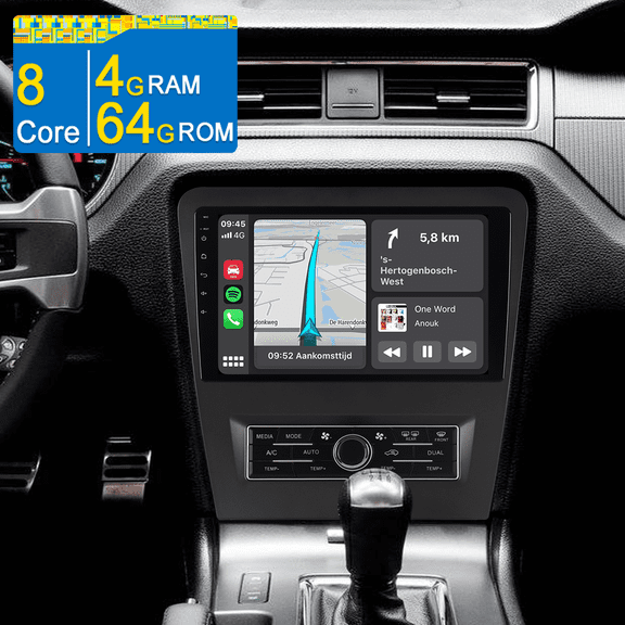 8 Core Android 15 Radio 4+64GB Car Stereo for Ford Mustang 2010-2014 with Apple CarPlay/Backup Camera/GPS Navi/Wi-Fi/BT 5.0/1280HD