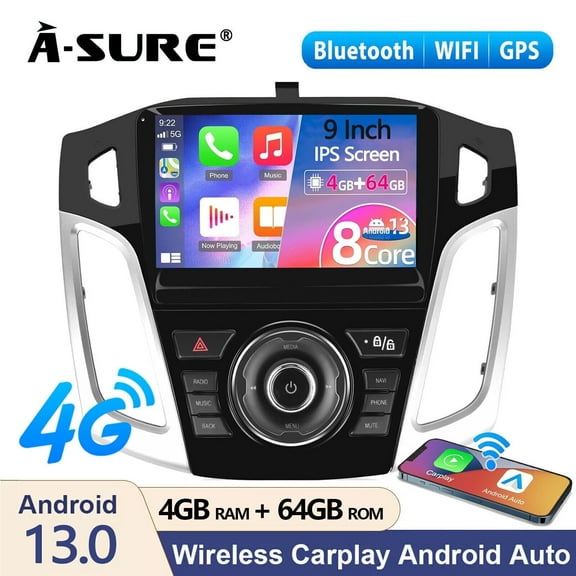 Asure 8 Core 4+64GB Android 14 Car Stereo For Ford Focus MK3 2011-2018 with GPS CarPlay