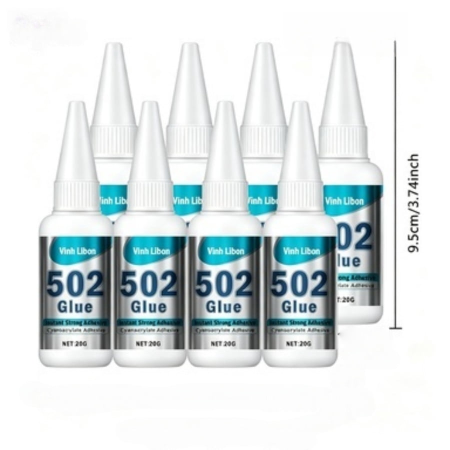 8 Count 502 Instant Strong Super Glue, Transparent Non-Flammable Liquid Adhesive, Quick Fix Multipurpose Glue for Daily Crafts and Small Parts Bonding