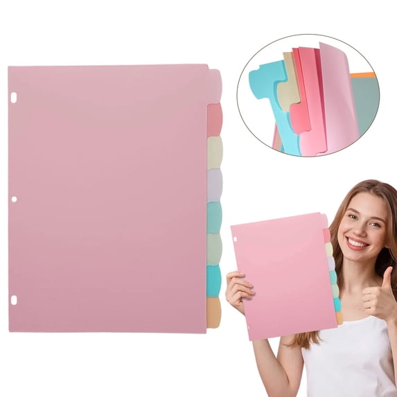 8 Count Binder Dividers with Write‑On Tabs, 8 Tab Page Separators for 3‑Ring Binder, for Office and Home Organization