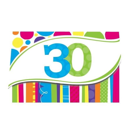 8-Count Birthday Invitations, 30th Bright and Bold