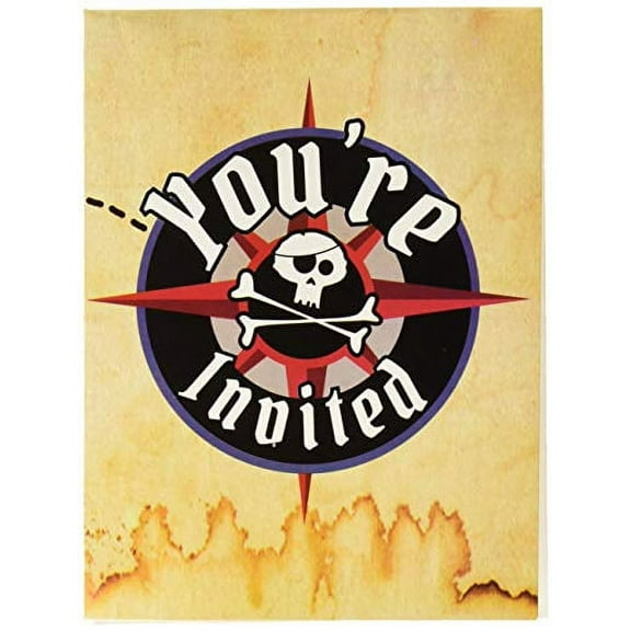 8-Count Party Invitations, Pirate's Map