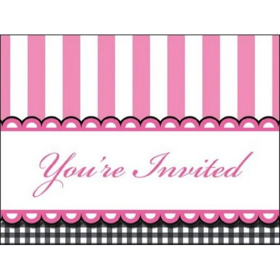 8-Count Party Invitations, Sweet Baby Feet Pink