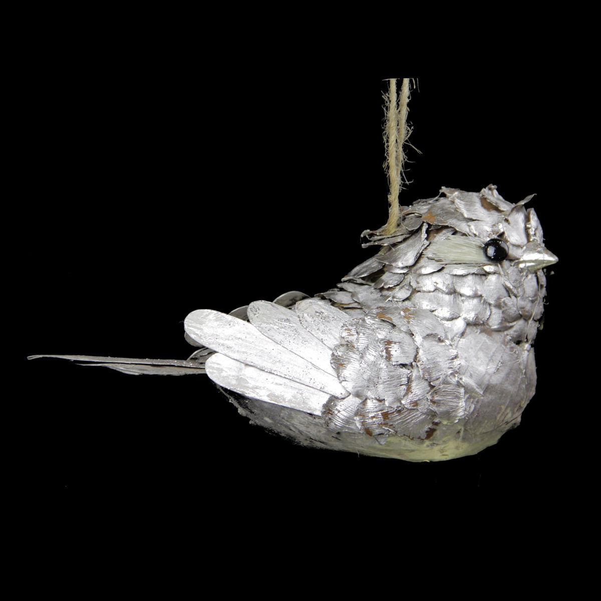 Gallerie 8" Country Cabin Champagne Glittered Pine Cone Bird Christmas Ornament - Silver