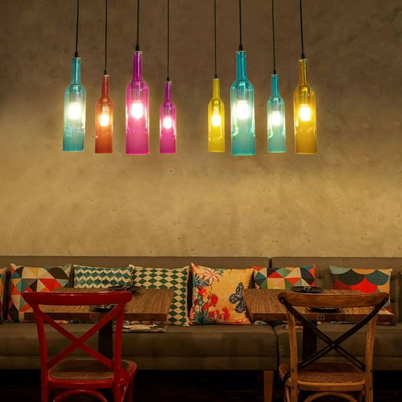 8* Creative Bottle Chandelier 110V Ceiling Light Fixture Glass Pendant Lamp E27