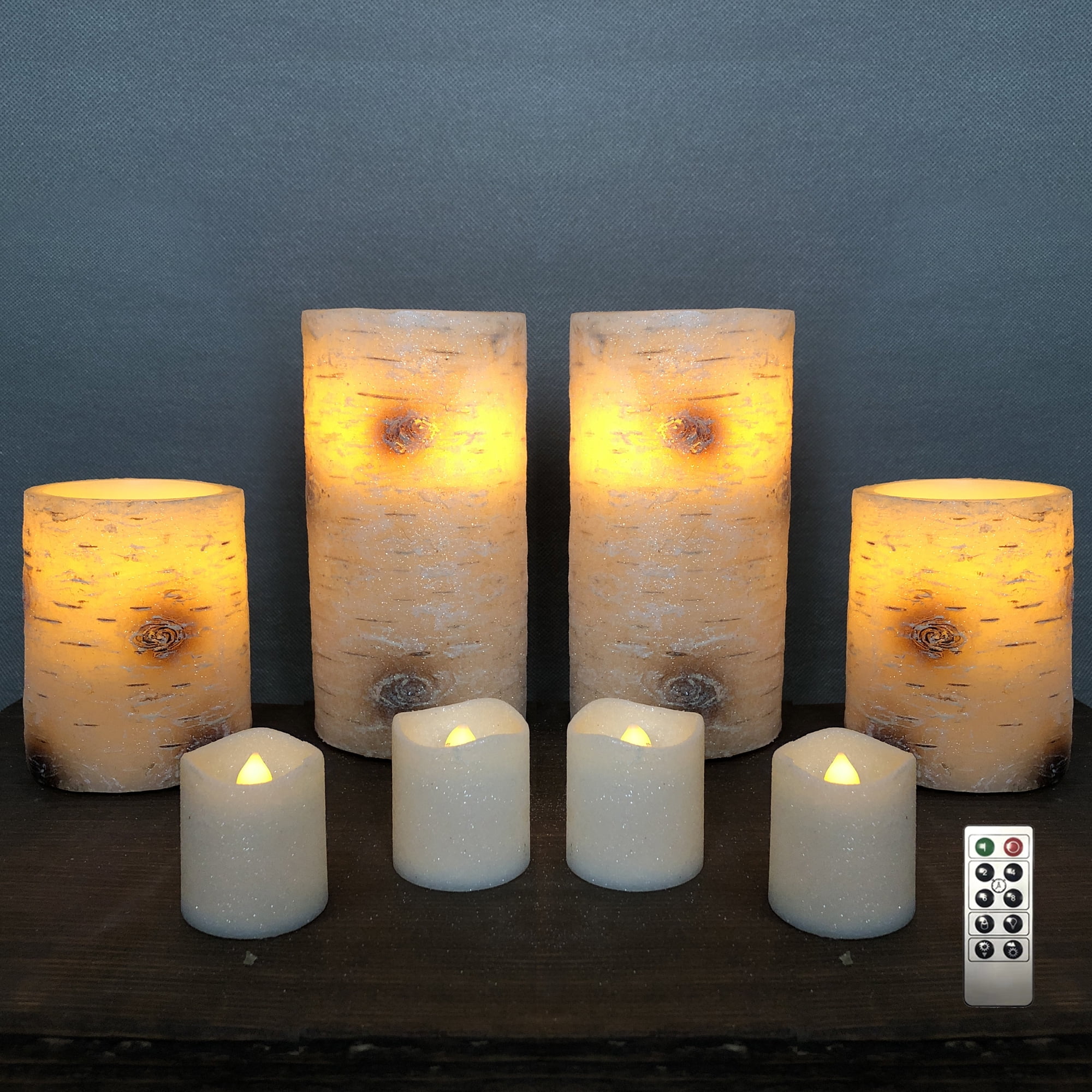 8 Ct Flameless LED Pillar Candle, Birch