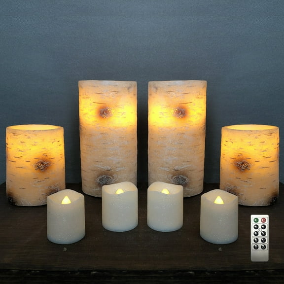8 Ct Flameless LED Pillar Candle, Birch
