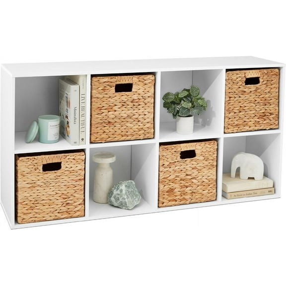 8-Cube Modular Storage Organizer Bookcase with 3 Removable Back Panels, White