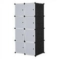 thumbnail image 1 of 8 Cube Organizer Stackable Plastic Cube Storage Shelves Design Multifunctional Modular Closet Cabinet with Hanging Rod White Doors and Black Panels, 1 of 4