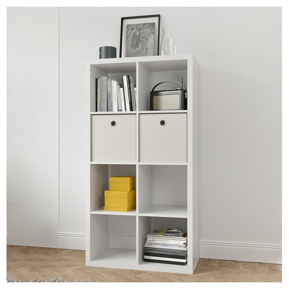 8-Cube Organizer Storage, Bookcase Shelves for Home & Office - White