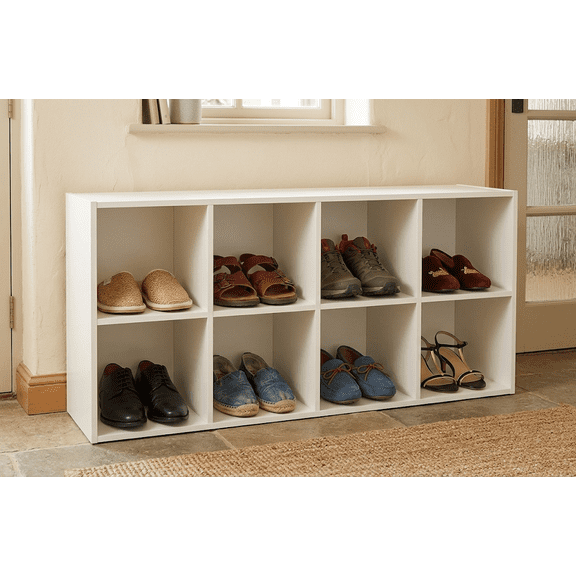 8-Cube Shoe Storage Organizer Multi-Functional Storage Bench Holds up to 500 lbs White