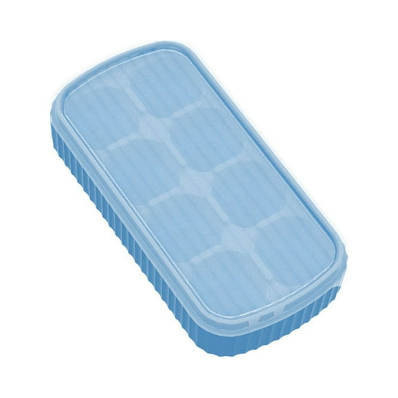8-Cube Stackable Ice Molds with Lid - BPA-Free Food Grade Ice Box for Cocktails, Whiskey & Home Use, Odor-Proof, 5 Colors & Quick-Freeze Design Light Blue