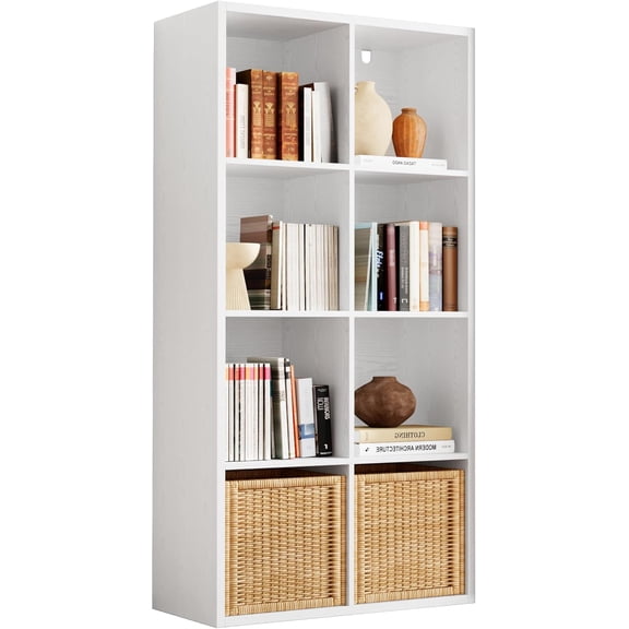 8-Cube Storage Cube Shelf Organizer, Extra Thick Frame Horizontally & Vertically Reversible Bookcase with Open for Living Room, Bedroom, Home Office