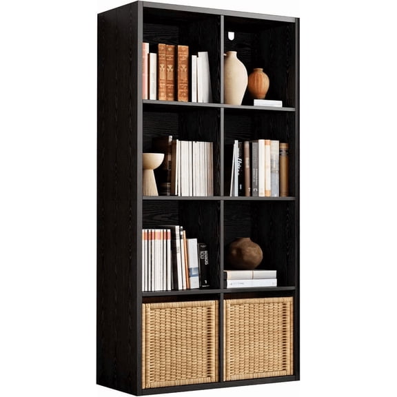 8-Cube Storage Cube Shelf Organizer with Extra Thick Frame Horizontally and Vertically Reversible Black Bestseling